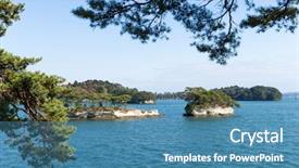  Presentation with clear sunny day rural landscape - Cool new slide deck with matsushima-in-sunny-day backdrop and a teal colored foreground