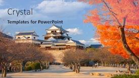  Presentation with japan castle - Theme featuring matsuyama-castle-in-matsuyama-japan background and a light blue colored foreground