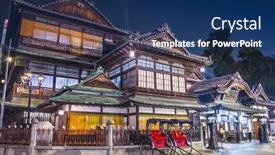  Presentation with onsen - Beautiful slides featuring matsuyama-japan-december-3-dogo backdrop and a navy blue colored foreground