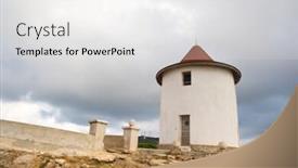  Presentation with pulp paper and mill - Slide set with mattei-mill-cap-corse-corsica background and a light gray colored foreground