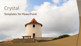  Presentation with france - Audience pleasing PPT theme consisting of mattei-mill-cap-corse-corsica backdrop and a sky blue colored foreground