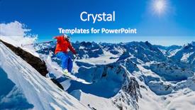  Presentation with skiing - PPT theme having matterhorn and the dent background and a teal colored foreground