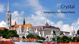  Presentation with people at church - Colorful slide set enhanced with matthias church a church located backdrop and a light blue colored foreground