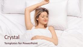  Presentation with joyful - Slide deck enhanced with mattress - joyful young woman sleeping background and a lemonade colored foreground