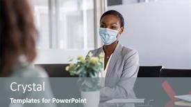  Presentation with interview - Audience pleasing PPT theme consisting of mature-african-american-businesswoman-working backdrop and a gray colored foreground