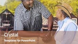  Presentation with old west cowboy - Colorful theme enhanced with mature african american cowboy flirting with a sitting woman over a fence in an old west town backdrop and a tawny brown colored foreground