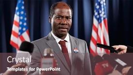  Presentation with microphones - Slide set featuring mature-african-american-deputy background and a  colored foreground