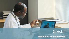  Presentation with african american patient - Presentation theme having mature-african-american-general-practitioner background and a teal colored foreground