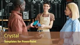  Presentation with gadget - Presentation theme with mature-african-american-man-paying background and a tawny brown colored foreground