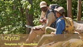  Presentation with pine trees - PPT theme enhanced with mature-african-american-man background and a coral colored foreground