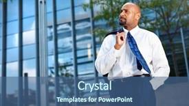  Presentation with leaders - Beautiful slide set featuring mature african businessman looking off backdrop and a ocean colored foreground