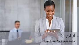  Presentation with office room - Presentation theme featuring mature-african-businesswoman-using-digital background and a  colored foreground