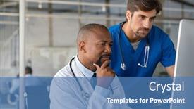  Presentation with healthcare workers - Slide deck featuring mature-african-doctor-and-nurse background and a teal colored foreground