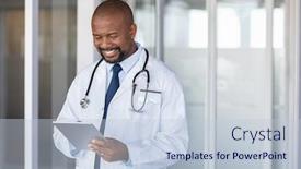  Presentation with doctor african - Theme having mature-african-doctor-using-digital background and a lemonade colored foreground