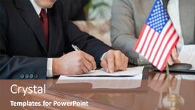  Presentation with business partner - Amazing presentation having mature-american-delegate-in-formalwear backdrop and a coral colored foreground