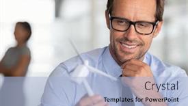  Presentation with architect - Theme enhanced with mature-architect-holding-sustainable background and a light blue colored foreground