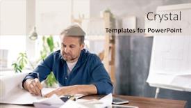  Presentation with architect - Colorful presentation theme enhanced with mature-architect-in-casualwear-sitting backdrop and a lemonade colored foreground