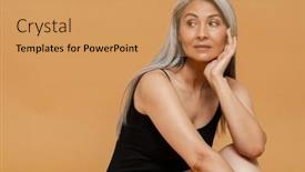  Presentation with asian - PPT theme enhanced with mature-asian-beautiful-woman-wearing background and a coral colored foreground