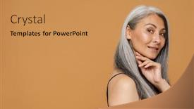  Presentation with asian - Presentation theme featuring mature-asian-beautiful-woman-wearing background and a coral colored foreground