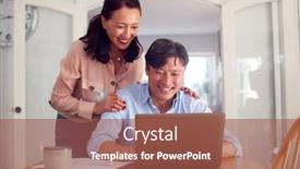  Presentation with asian - Presentation theme enhanced with mature-asian-couple-at-home background and a red colored foreground