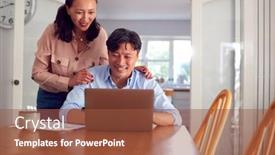  Presentation with asian - Beautiful PPT theme featuring mature-asian-couple-at-home backdrop and a tawny brown colored foreground