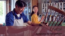  Presentation with furniture - Cool new slide set with mature-asian-couple-restoring-furniture backdrop and a tawny brown colored foreground