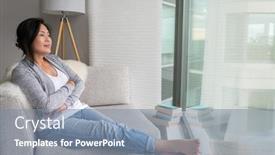  Presentation with weekend - Beautiful theme featuring mindfulness - mature asian woman relaxing backdrop and a seafoam green colored foreground