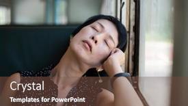  Presentation with sleep - Amazing presentation theme having mature-asian-woman-sleep backdrop and a tawny brown colored foreground