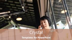  Presentation with coffee talk - PPT theme with mature-asian-woman-talk background and a coral colored foreground