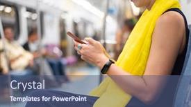  Presentation with asian ghosts - Cool new presentation design with mature-asian-woman-using-smartphone backdrop and a ocean colored foreground