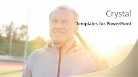  Presentation with tennis - Slides enhanced with mature-athelete-holding-tennis-racket background and a white colored foreground