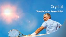  Presentation with athlete - Amazing slide deck having mature-athlete-hitting-the-ball backdrop and a teal colored foreground