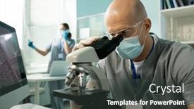  Presentation with bald - Colorful PPT theme enhanced with mature-bald-male-clinician backdrop and a dark gray colored foreground