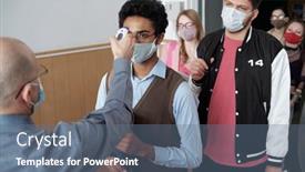  Presentation with body temperature - Audience pleasing PPT theme consisting of mature-bald-male-professor backdrop and a ocean colored foreground