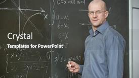  Presentation with lecture hall - Cool new slide deck with mature-bald-professor-in-smart backdrop and a dark gray colored foreground