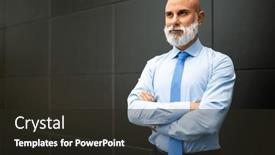  Presentation with bald - PPT layouts consisting of mature-bald-stylish-business-man background and a wine colored foreground