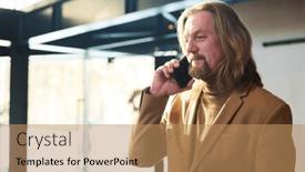  Presentation with executive - Presentation design having mature-bearded-chief-executive-officer background and a coral colored foreground