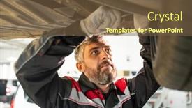  Presentation with car - Amazing slide set having mature-bearded-repairman-in-gloves backdrop and a tawny brown colored foreground