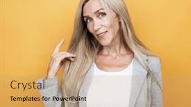  Presentation with hair color - Theme consisting of mature-beautiful-elderly-woman background and a coral colored foreground