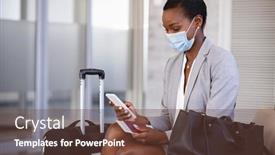  Presentation with waiting room - Amazing theme having mature-black-businesswoman-using-mobile backdrop and a tawny brown colored foreground