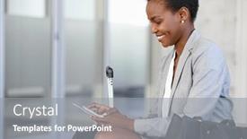  Presentation with airport boarding pass - PPT theme enhanced with mature-black-businesswoman-using-mobile background and a gray colored foreground