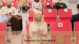  Presentation with traveler - Amazing presentation theme having mature-blond-female-traveler backdrop and a coral colored foreground