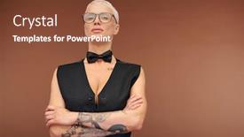  Presentation with black female - Amazing slide deck having mature-blond-manlike-female backdrop and a tawny brown colored foreground