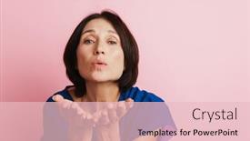  Presentation with air - Slide set having mature-brunette-woman-blowing-air background and a lemonade colored foreground