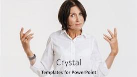  Presentation with camera - PPT layouts enhanced with mature-brunette-woman-frowning background and a white colored foreground