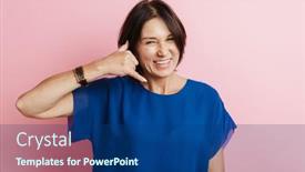  Presentation with pink - Theme enhanced with mature-brunette-woman-laughing background and a ocean colored foreground
