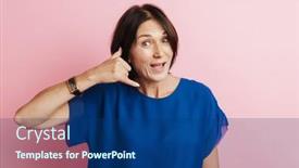  Presentation with pink - PPT theme with mature-brunette-woman-smiling background and a ocean colored foreground