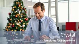  Presentation with business office desk - Amazing presentation having mature-business-man-working backdrop and a seafoam green colored foreground