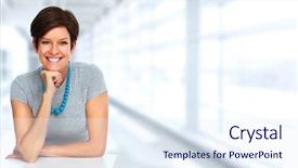  Presentation with accounting - Amazing slide set having mature business woman portrait accounting backdrop and a sky blue colored foreground