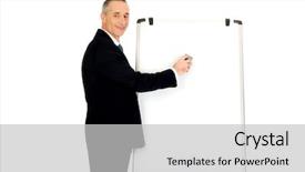  Presentation with flip chart - PPT layouts having mature businessman cleaning a flip background and a  colored foreground